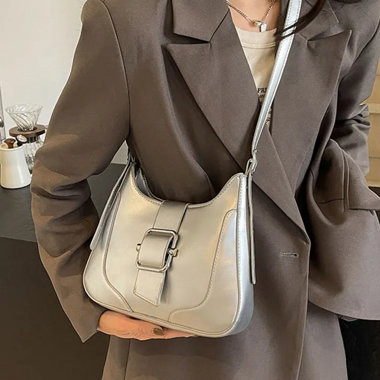 Duoluplo Doron Paul PU Shoulder Bag, Tote Bag, Shopping Bag, Crossbody Bag Regular Women's Silver/Ecru/Black/Coffee-1