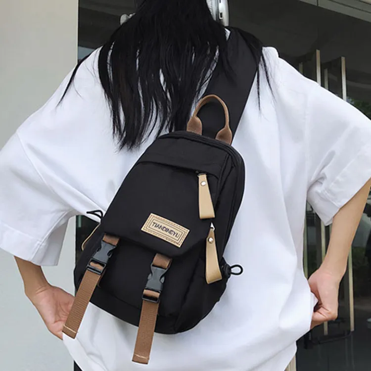 Duoluplo Doron Paul Nylon Shoulder Bag Backpack Crossbody Backpack Sling Bag Regular Unisex Black Khaki Green White-3