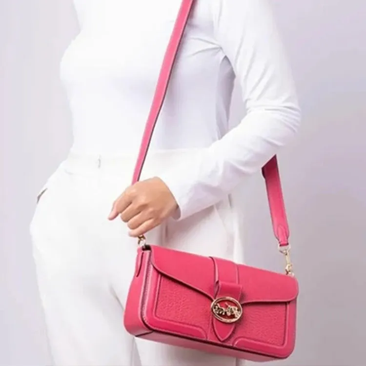 COACH Georgie Litchi Grain Leather Shoulder Bag Crossbody Bag Shoulder Bag Women's Pink-4