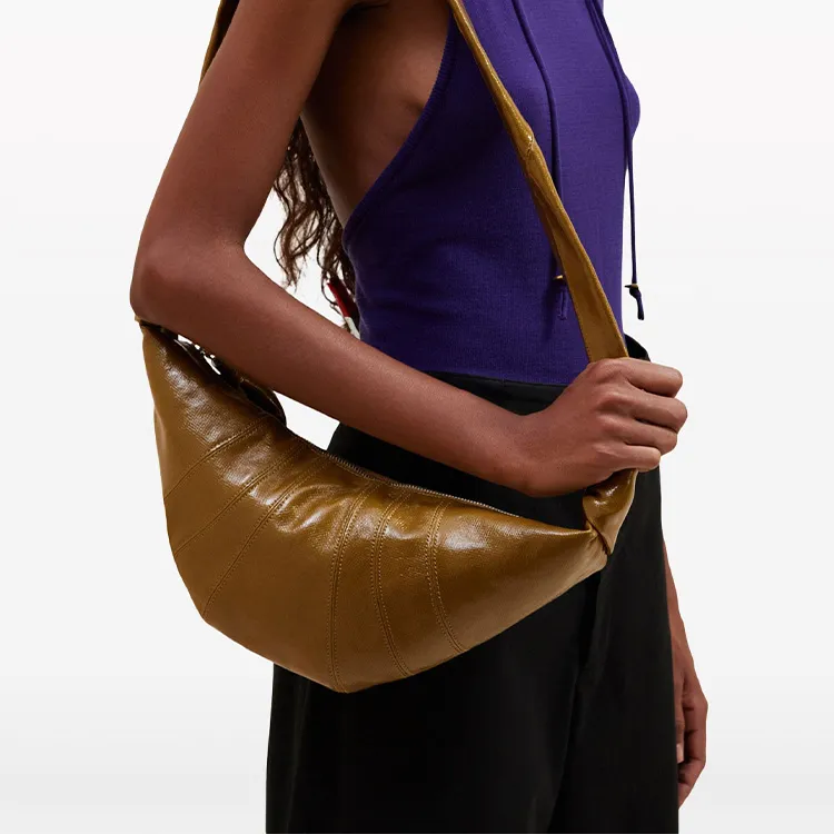 Lemaire Croissant Series Coated Cotton Croissant Bag Goat Horn Bag Crossbody Bag Shoulder Bag Unisex Umber-8
