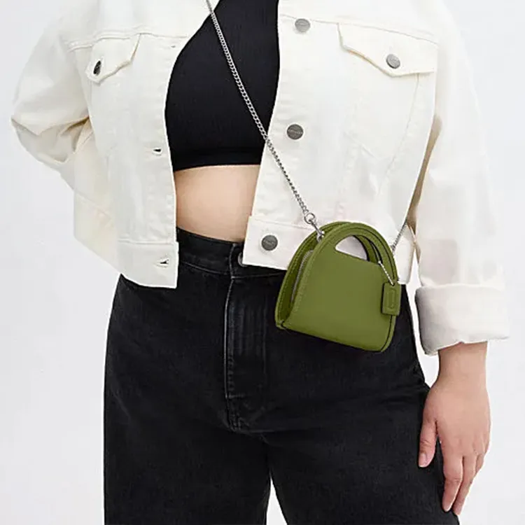 COACH Cow Leather Card Holder Mini Women's Dark Lime-6