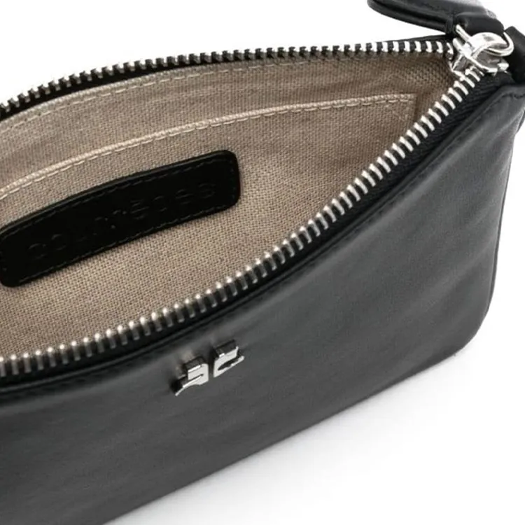 COURREGES Calfskin Crossbody Bag Shoulder Bag Women's Black-2