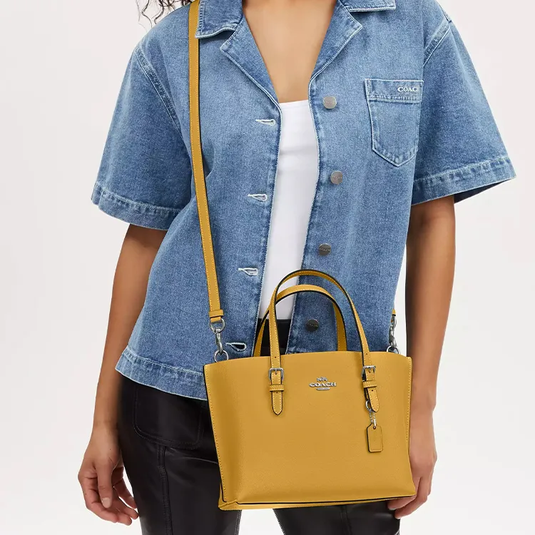 COACH Mollie Double-Sided Leather Tote Bag Shopping Bag Shoulder Bag Crossbody Bag Handbag Women's Gold-3