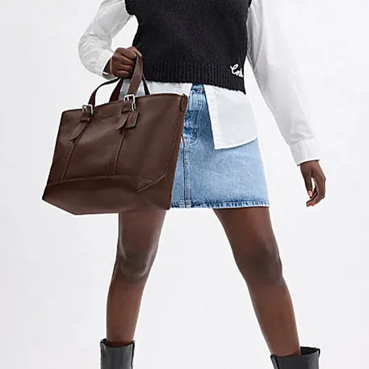 COACH Cow Leather Tote Bag, Shopping Bag, Shoulder Bag, Crossbody Bag, Handbag Large Size Unisex-5