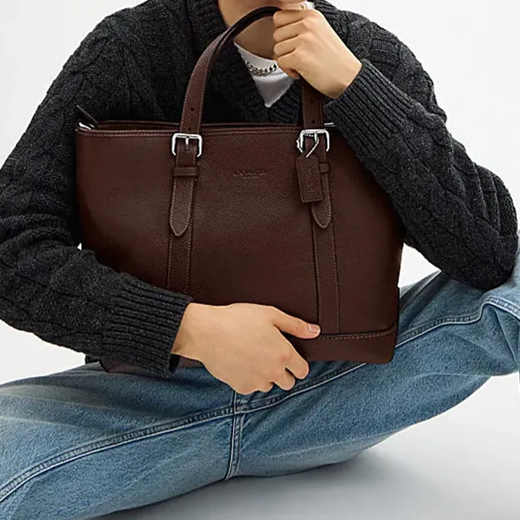 COACH Cow Leather Tote Bag, Shopping Bag, Shoulder Bag, Crossbody Bag, Handbag Large Size Unisex-4