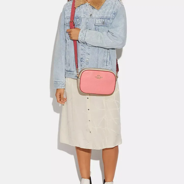 COACH Jamie Refined Pebble Leather Camera Bag Shoulder Bag Crossbody Bag Women's Pink-4