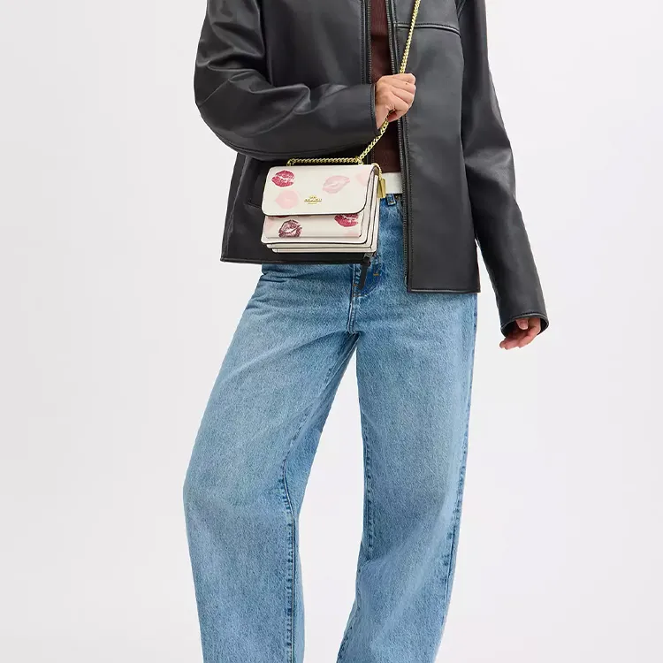 COACH Klare Refined Pebbled Leather Shoulder Bag Crossbody Bag Mini Women's Gold & Chalk Multicolor-3