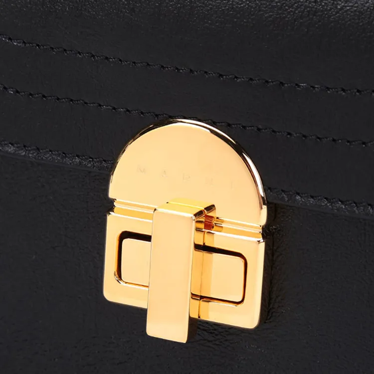 MARNI Cow Leather Portable Crossbody Bag, Shoulder Bag Women's Black-6