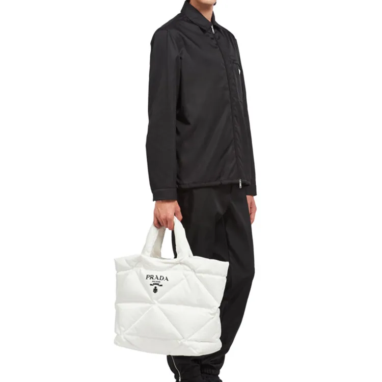 PRADA Nylon Tote Bag Shopping Bag Shoulder Bag Handbag Women's White-4