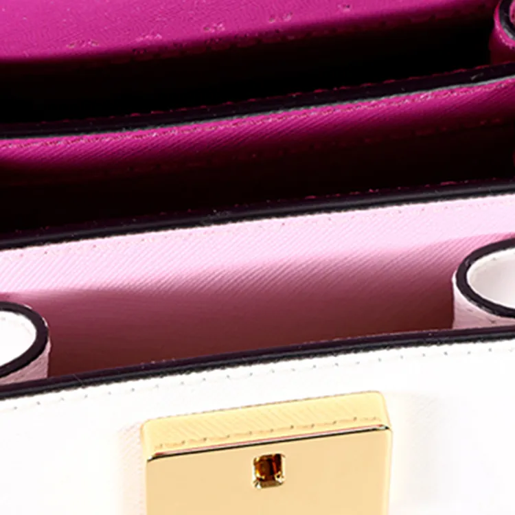 MARNI Trunk Calfskin Trunk Bag Small Square Bag Shoulder Bag Crossbody Bag Mini Women's Peach Pink/White-5