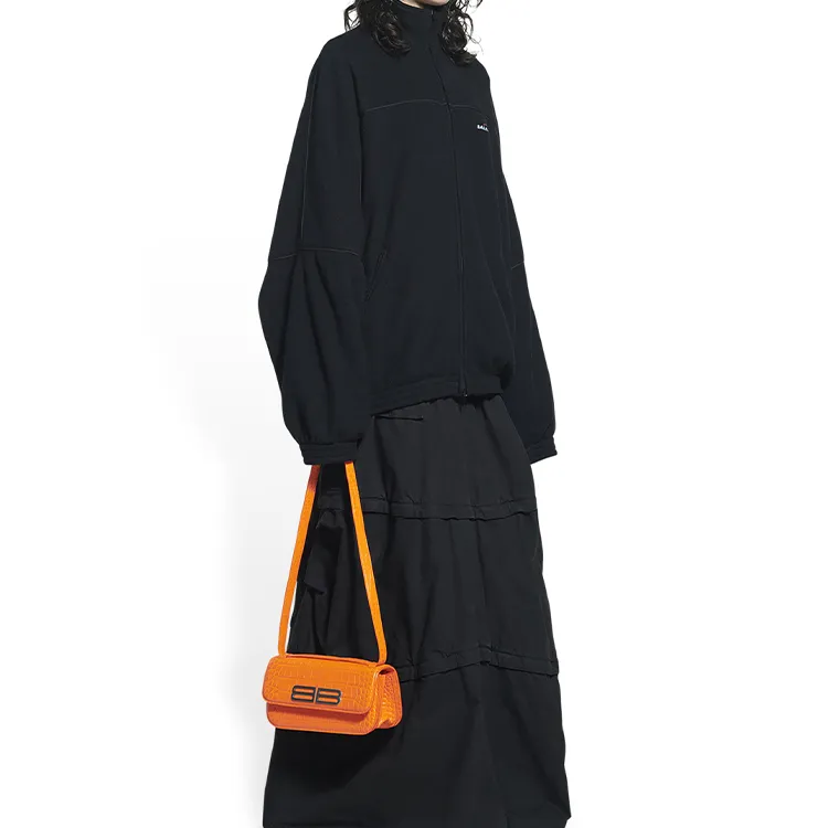 Balenciaga Gossip Crocodile Pattern Embossed Cow Leather Shoulder Bag Crossbody Bag Handbag Small Size Women's Orange-5