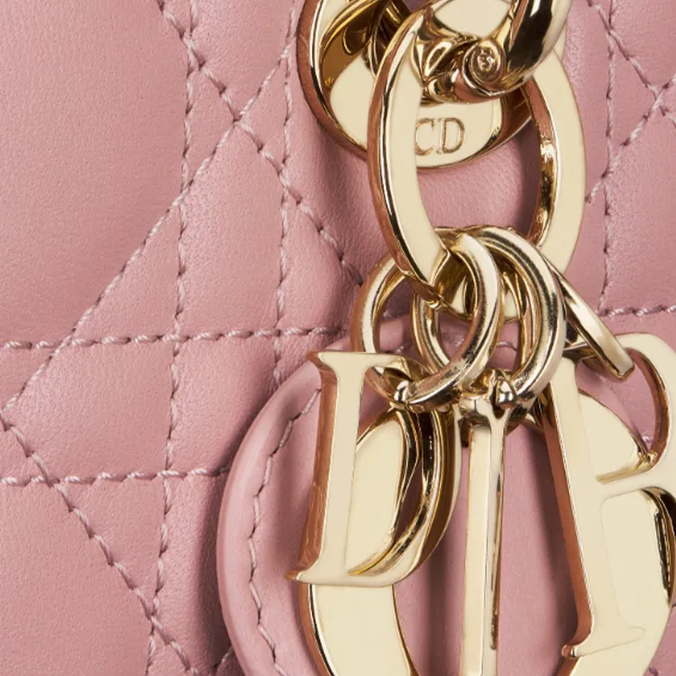DIOR Lady D-JOY Lambskin Shoulder Bag Crossbody Bag Handbag Extra Mini Women's Light Pink-5