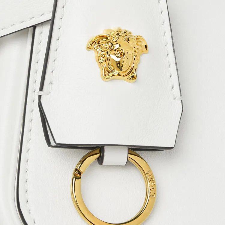 VERSACE Tag Lambskin Shoulder Bag Crossbody Bag Mini Women's White-4