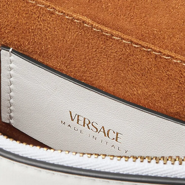 VERSACE Tag Lambskin Shoulder Bag Crossbody Bag Mini Women's White-3