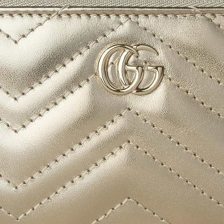 GUCCI GG Marmont Leather Key Pouch Women's Dark Gold-5