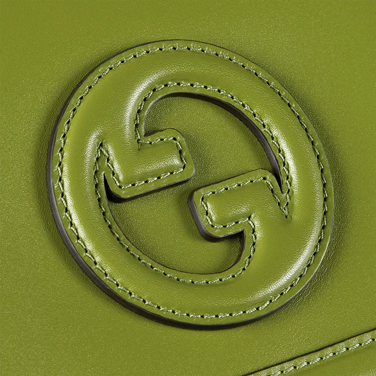 GUCCI Blondie Leather Shoulder Bag Crossbody Bag Handbag Small Size Women's Green-6