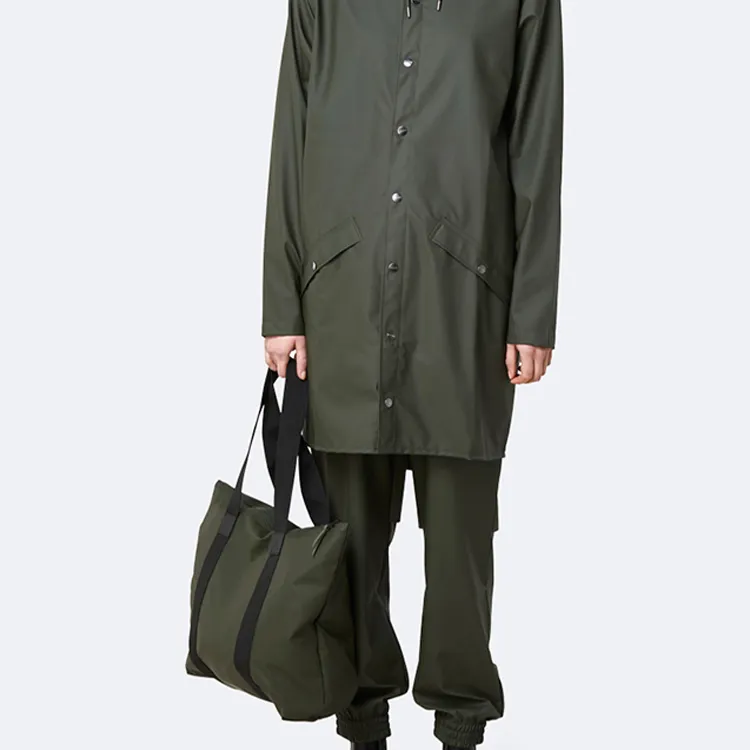 Rains Matte Waterproof Fabric Tote Bag, Shopping Bag, Shoulder Bag, Crossbody Bag, Handbag Unisex Green-3