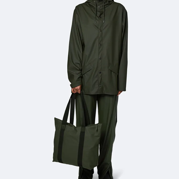 Rains Matte Waterproof Fabric Tote Bag, Shopping Bag, Shoulder Bag, Crossbody Bag, Handbag Unisex Green-4