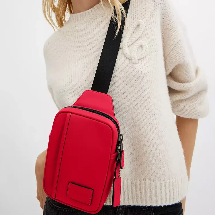 COACH Edge Smooth Calf Leather Shoulder Bag, Crossbody Bag, Sling Bag Mini Men's Red-2