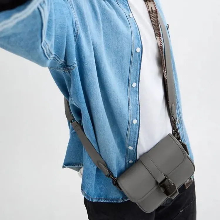 COACH League Cow Leather Crossbody Bag Small Size Men's Charcoal Gray-3