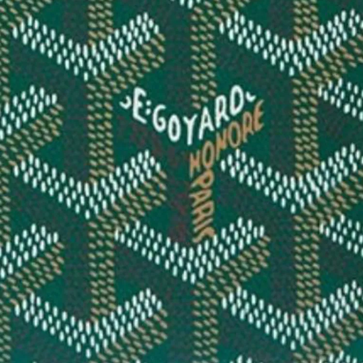 GOYARD Canvas With Calfskin Dog's Teeth Card Holder Wallet Unisex Green-2