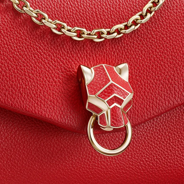 CARTIER Panthère De Cartier Cow Leather Shoulder Bag Mini Women's Red-6