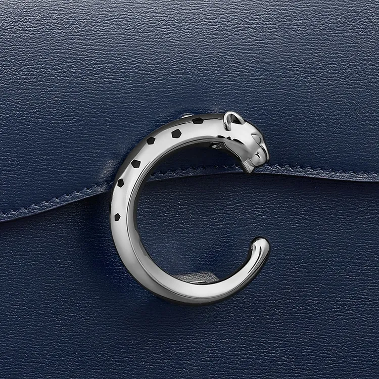 CARTIER Panthère De Cartier Cow Leather One Shoulder Handbags Mini Women's Navy-8
