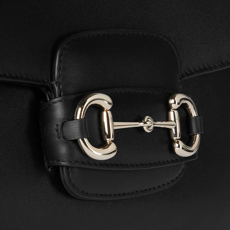 GUCCI Horsebit 1955 Leather Shoulder Bag Trumpets Women's Black-6