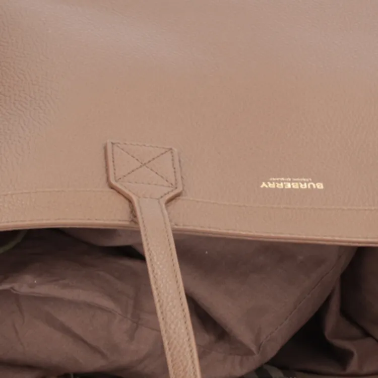 Burberry Leather Tote Bag Shopping Bag Shoulder Bags Women's Earth Brown-16