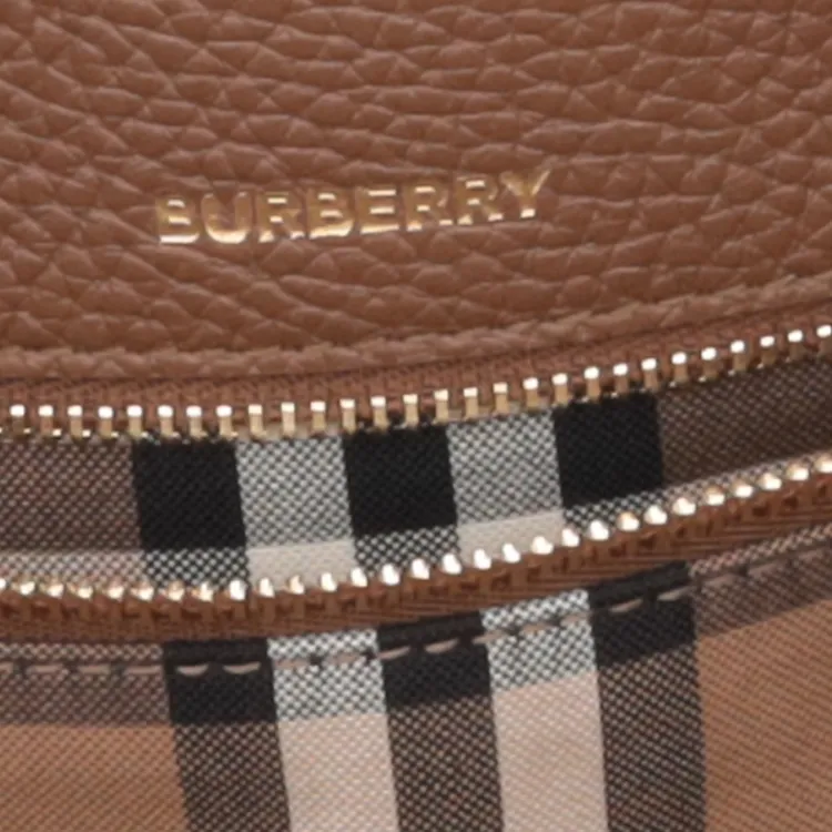 Burberry Leather Tote Bag Shopping Bag Shoulder Bags Women's Earth Brown-14
