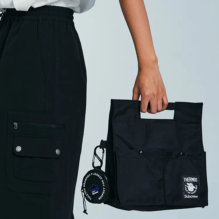 Subcrew Polyester Crossbody Bag One Shoulder Handbag Medium Size Unisex Black-3