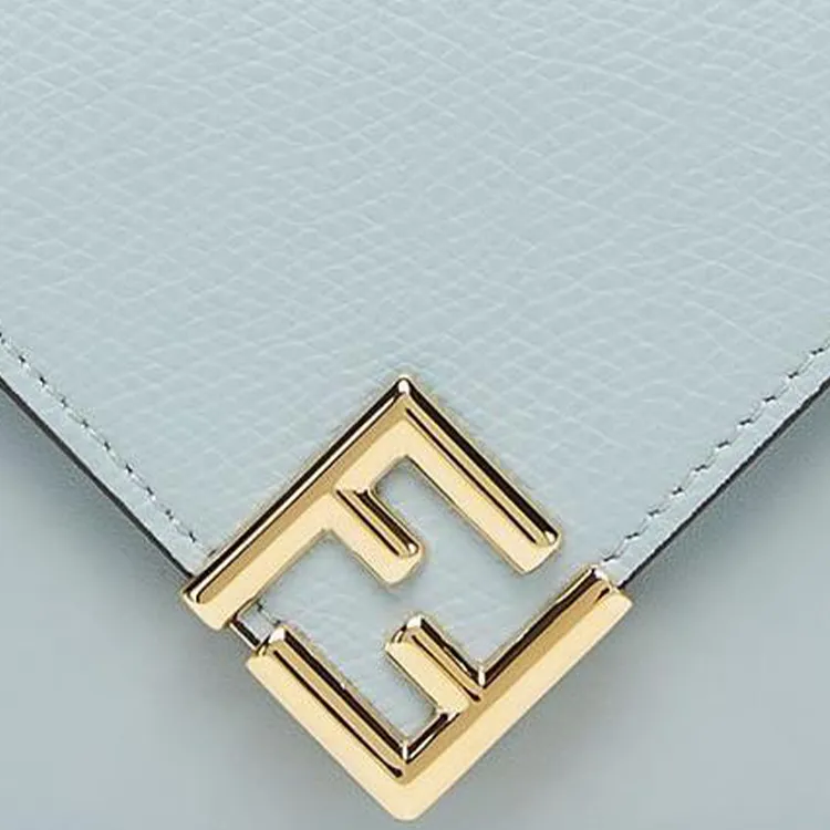 FENDI FF Diamonds Series Calfskin Wallet Medium Size Women's Light Blue-4
