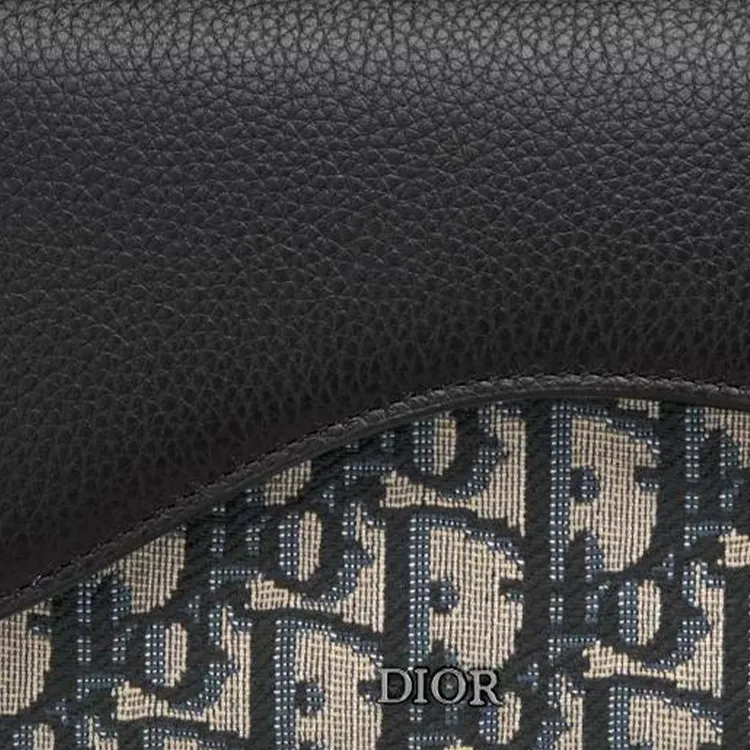 DIOR Saddle Cotton With Cow Leather Wallet Men's Beige & Black-4