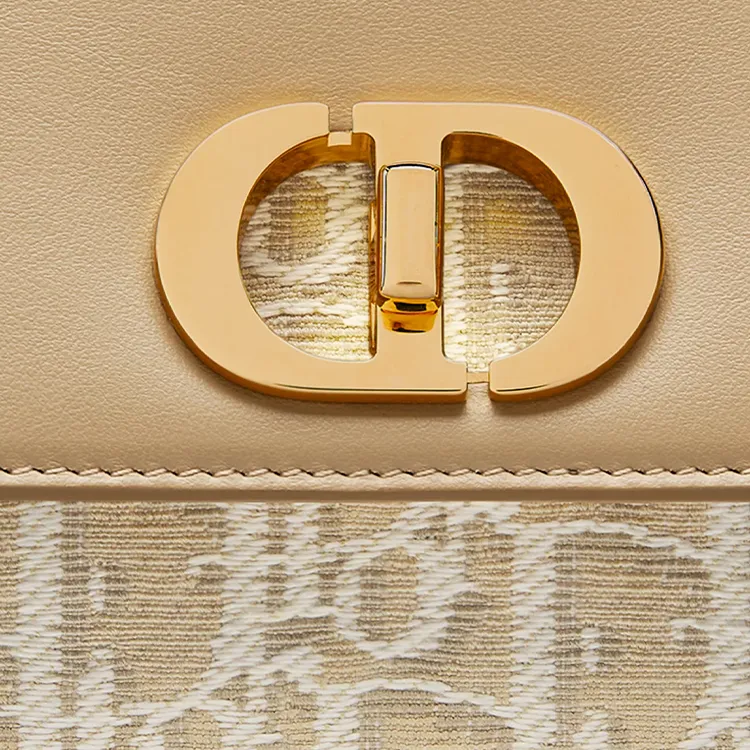 DIOR 30 Montaigne Cotton With Cow Leather Shoulder Bag Mini Women's Natural-6