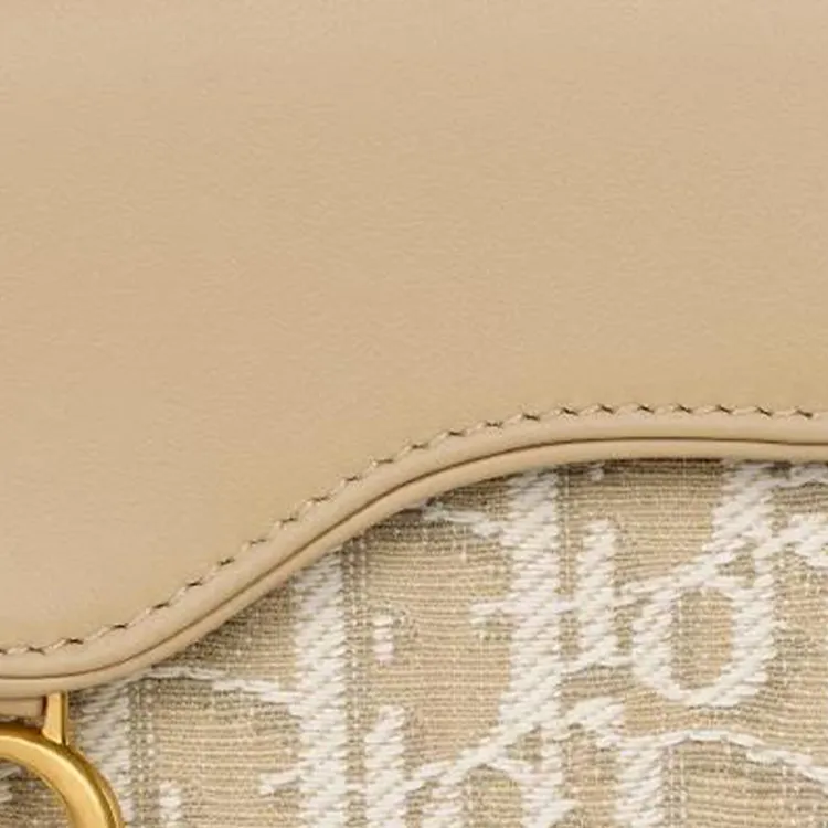 DIOR Saddle Cotton With Cow Leather Patchwork Wallet Regular Women's Natural-5