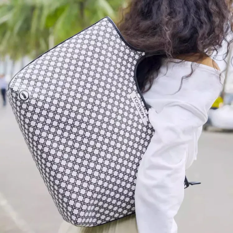 TOSWIM PU Portable Crossbody Bag Shoulder Bag Unisex Black White-3