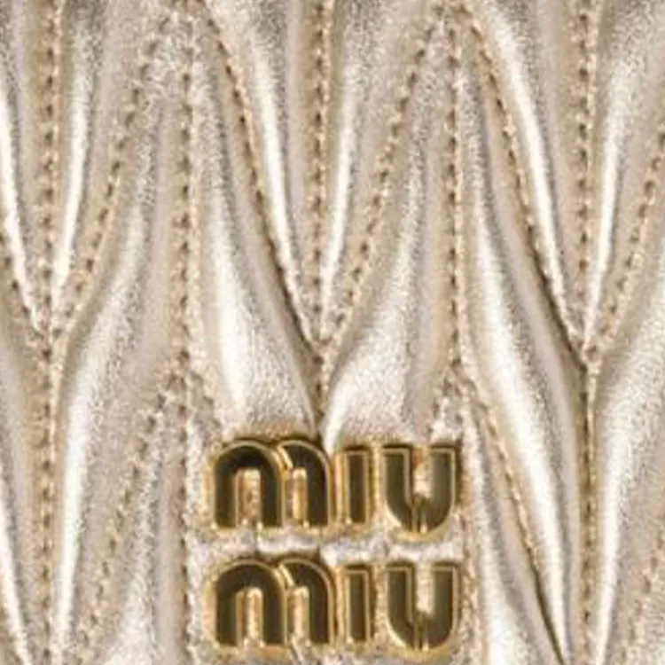 MIU MIU Matelassé Lambskin Card Holder Women's Yellow Iron Ore-4