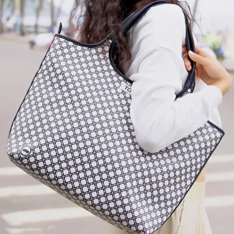 TOSWIM PU Portable Crossbody Bag Shoulder Bag Unisex Black White-2