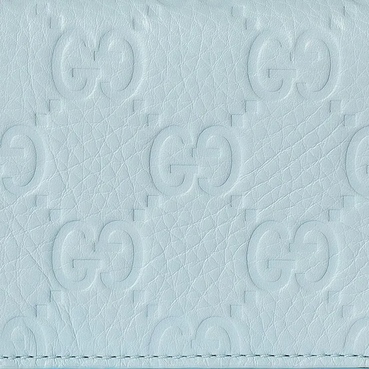 GUCCI Leather Wallet Mini Women's Light Blue-6