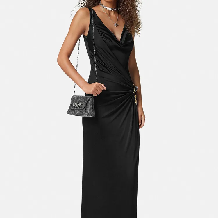 VERSACE Medusa Viscose Envelope Bag One Shoulder Crossbody Clutches Women's Black-5