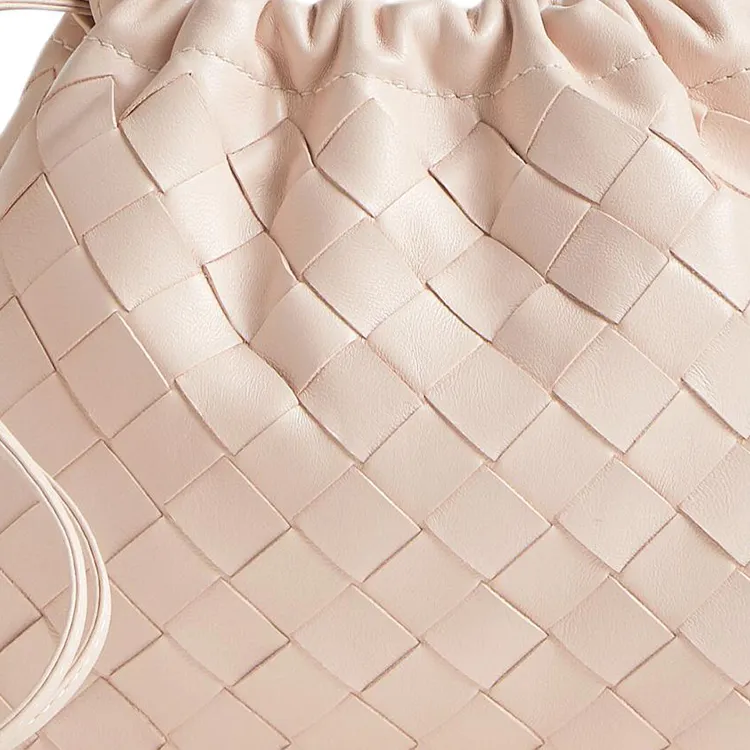 Bottega Veneta Cow Leather Clutch Shoulder Bag Trumpets Women's Relief Pink-3