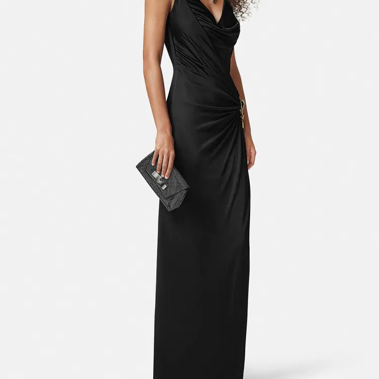 VERSACE Medusa Viscose Envelope Bag One Shoulder Crossbody Clutches Women's Black-6
