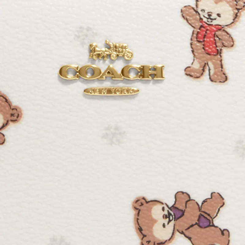 COACH Id Zip Wallet Coated Canvas With Smooth Leather Card Holder, Wallet Medium Size Women's Chalk White-2