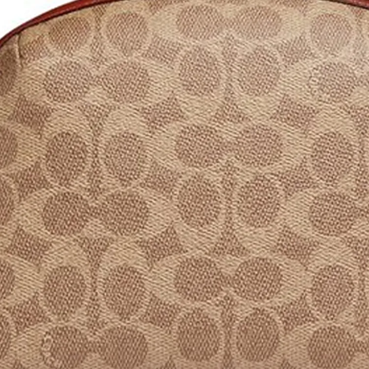 COACH Julienne Coated Canvas With Calfskin Clutch Makeup Bag Small Size Women's Tan-4