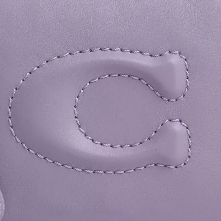 COACH Wristlet Smooth Leather Clutch Small Size Women's Silver & Light Purple-2