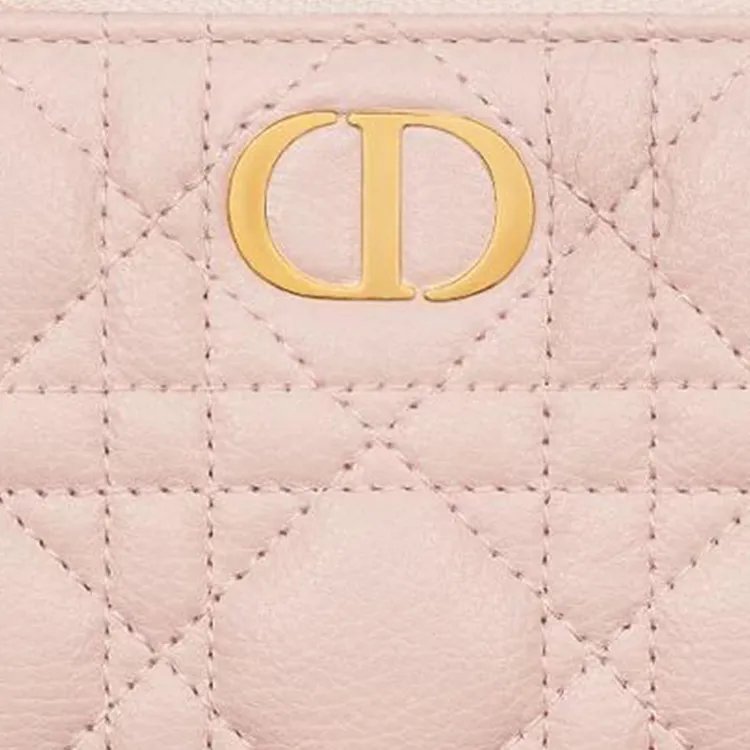 DIOR Caro Cow Leather Wallet Women's Pink-4