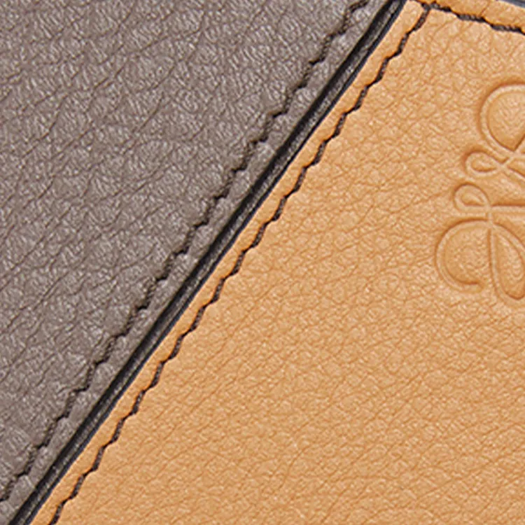 LOEWE Puzzle Calfskin Wallet Men's Light Warm Desert/Chocolate-4