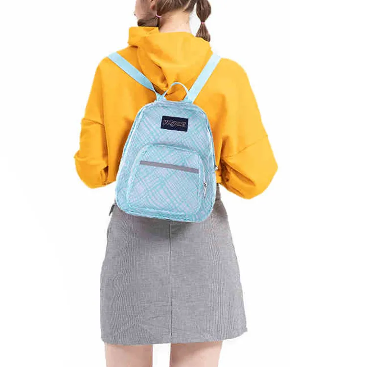 JanSport Polyester Backpack Mini Women's Plaid Blue Elf-5