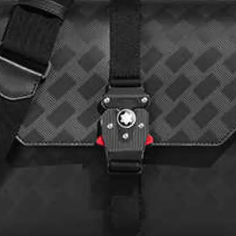 MONTBLANC Leather Messenger Bag, Crossbody Bag Men's Black-4