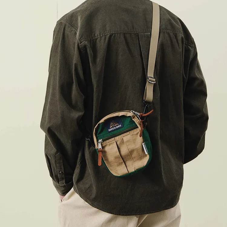 GREGORY NOTHOMME Collaboration Cotton Shoulder Bag Crossbody Bag Medium Size Unisex Beige & Green-2
